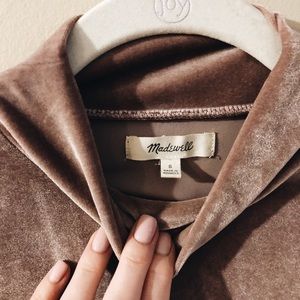 Blush pink velvet Madewell dress